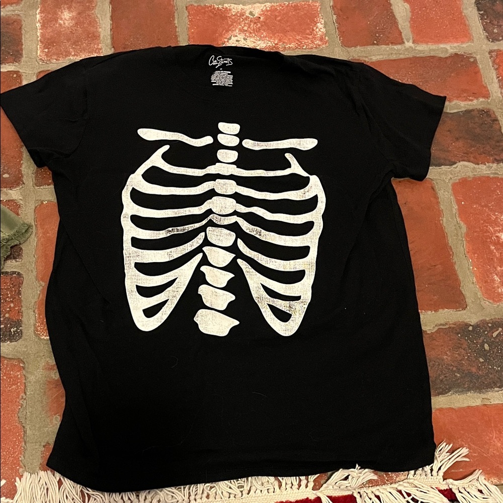 Black Skeleton Ribcage T-Shirt